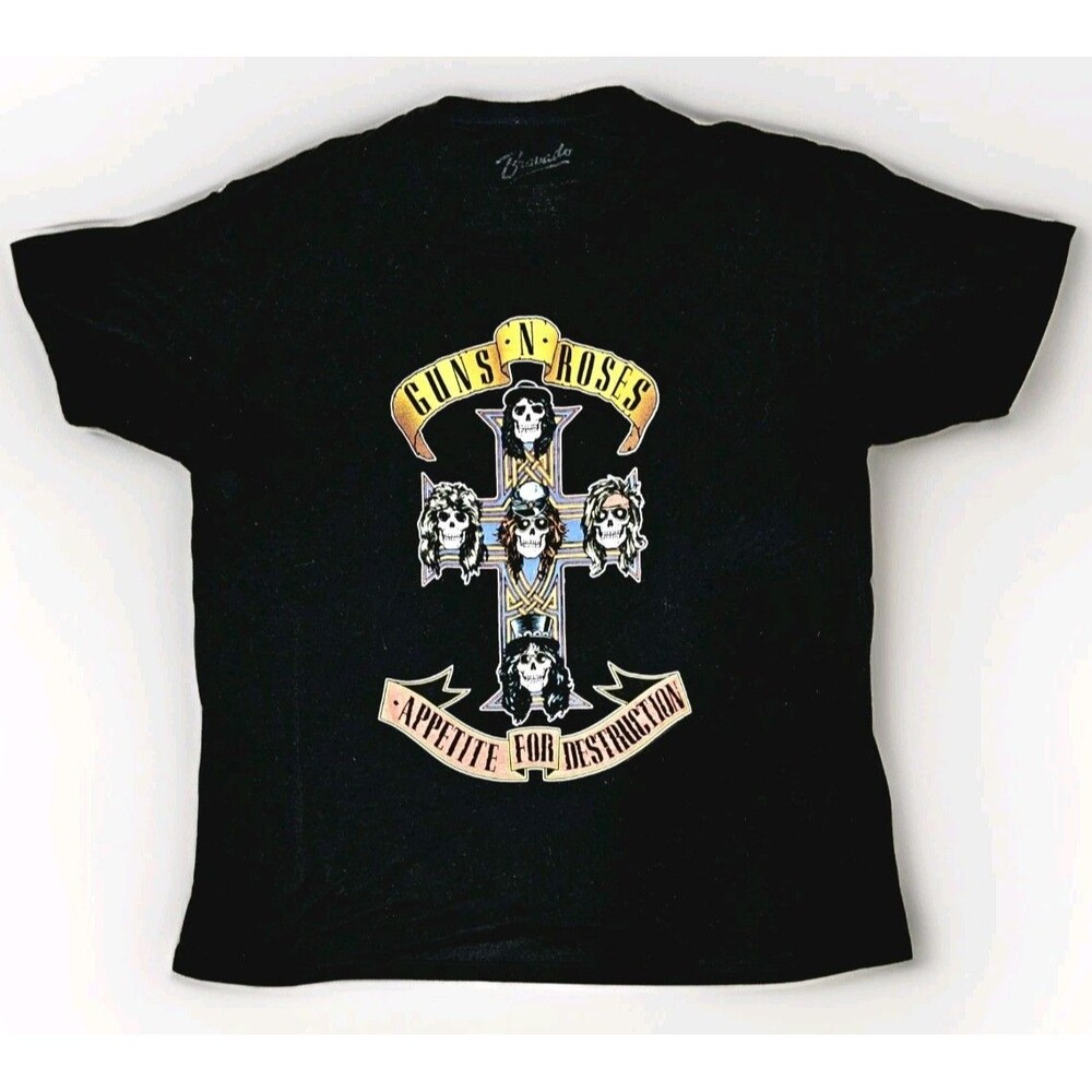 Men's 3XL - Guns N' Roses Appetite for Destruction Band T-Shirt Black Bravado